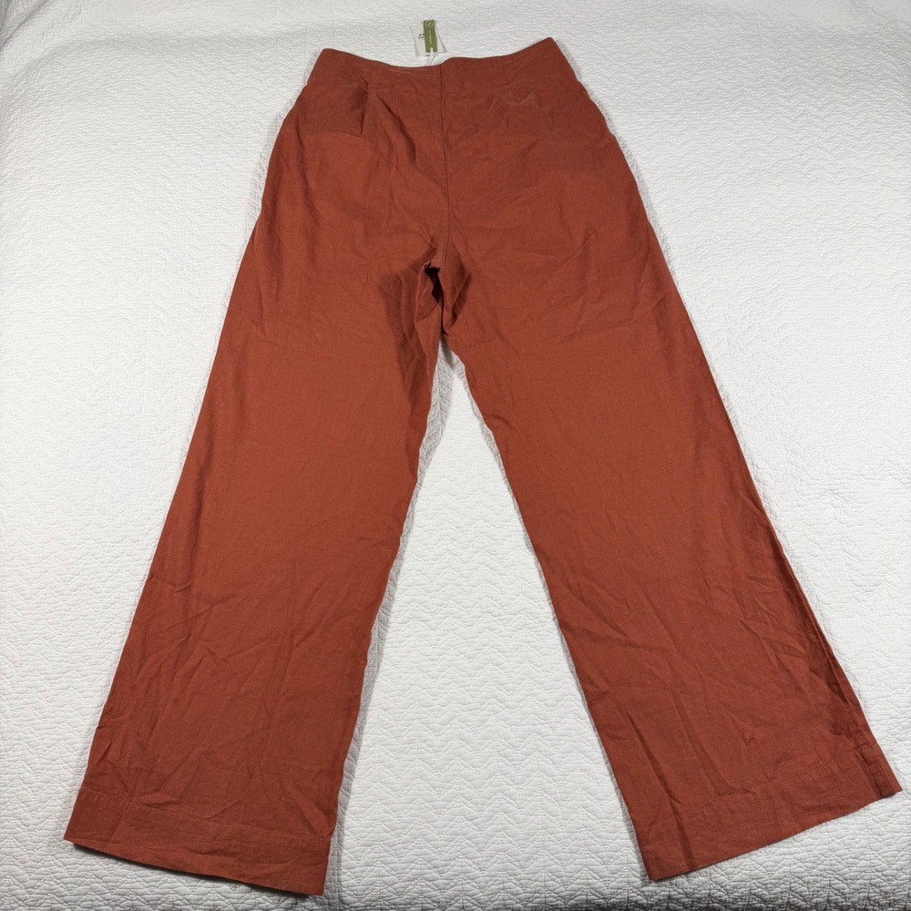 Marine Layer Women Rust Orange Wide Leg Tencel Blend Pleated Trousers Sz 10 NEW - Picture 3 of 11